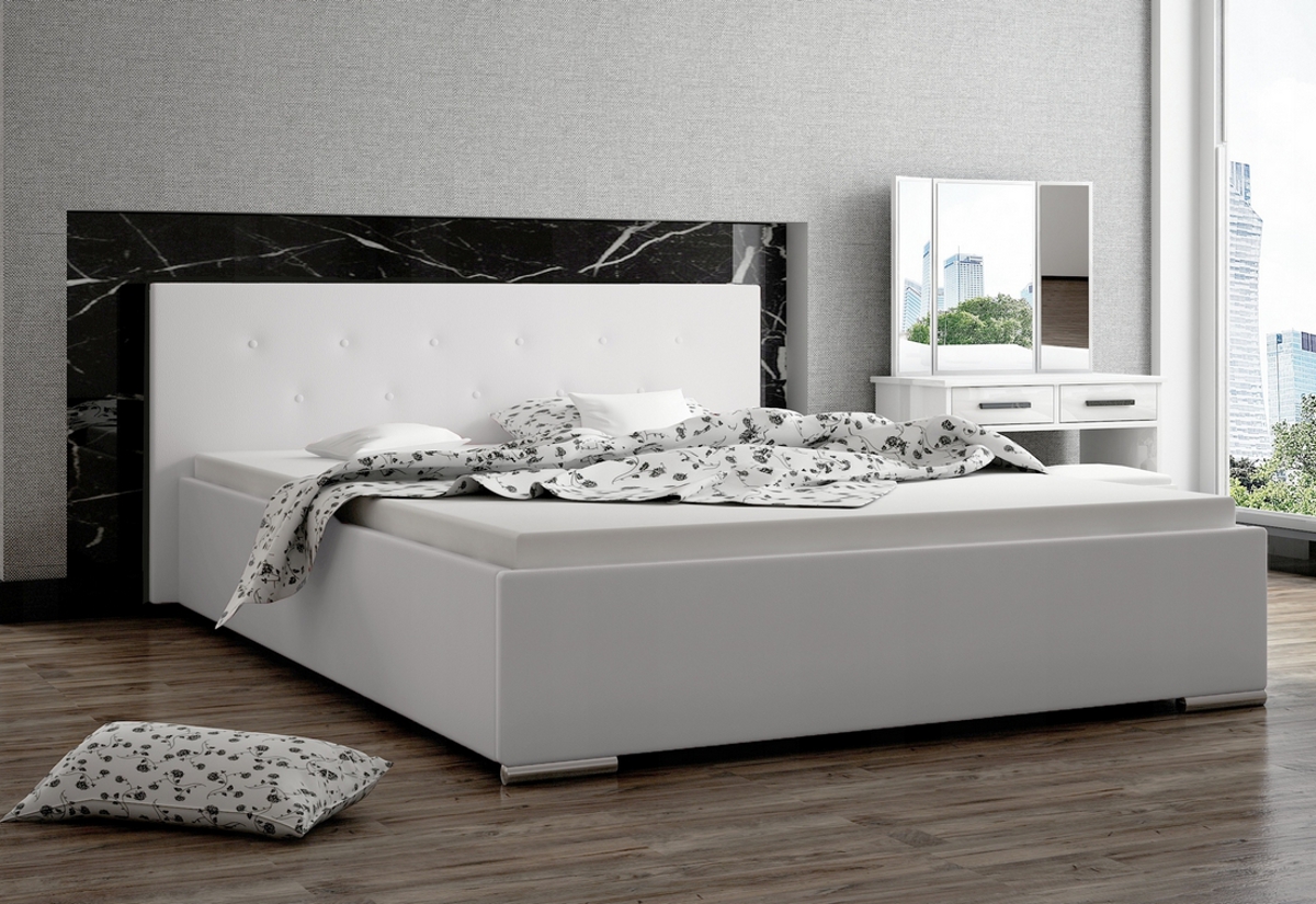 Supermobel Čalouněná postel MILA slim, 160x200, bílá ekokůže