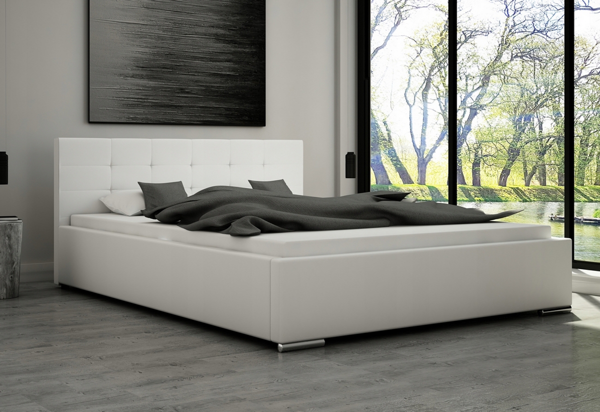Supermobel Čalouněná postel DEL, 160x200, bílá ekokůže