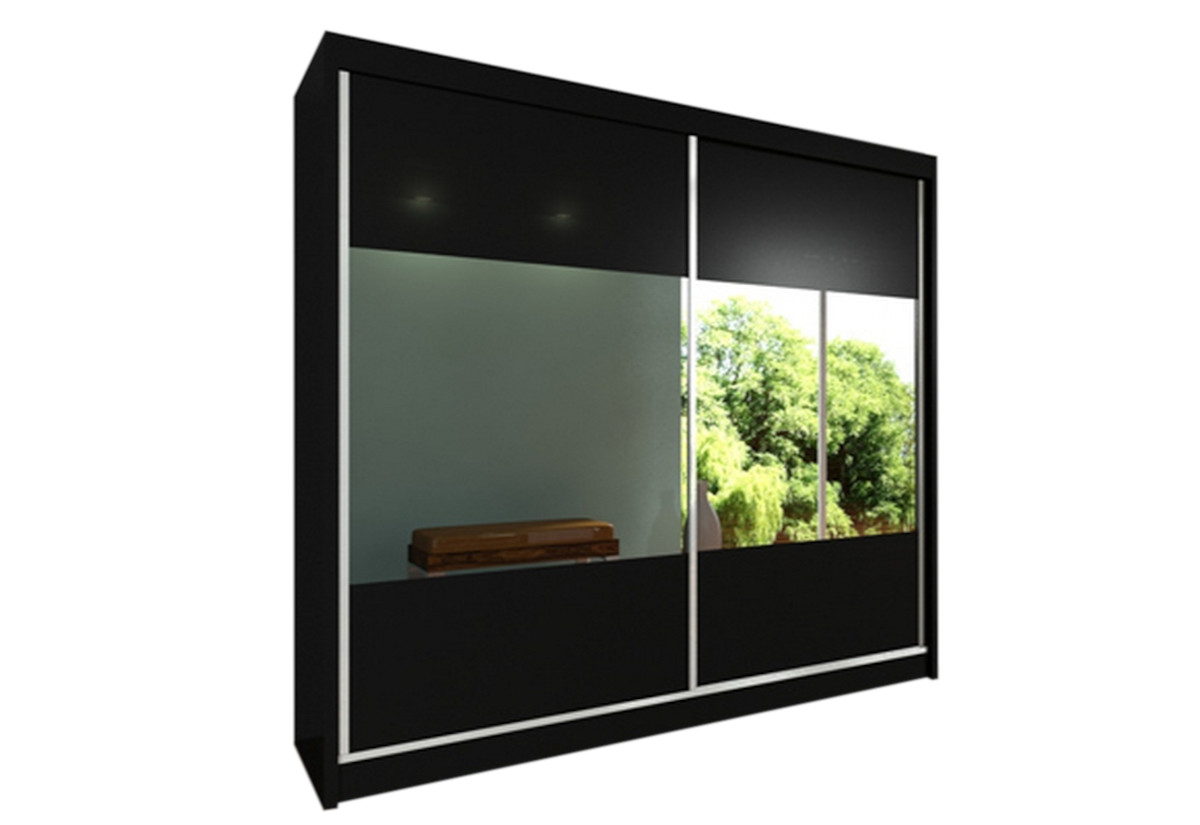 Supermobel Skříň s posuvnými dveřmi a zrcadlem CELESTE, 200x216x61, černá