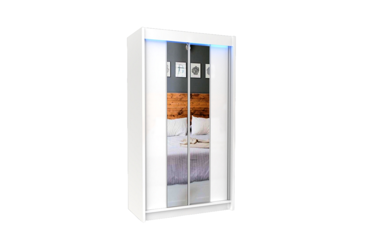 Supermobel Skříň s posuvnými dveřmi a zrcadlem LUZON, 120x216x61, bílá