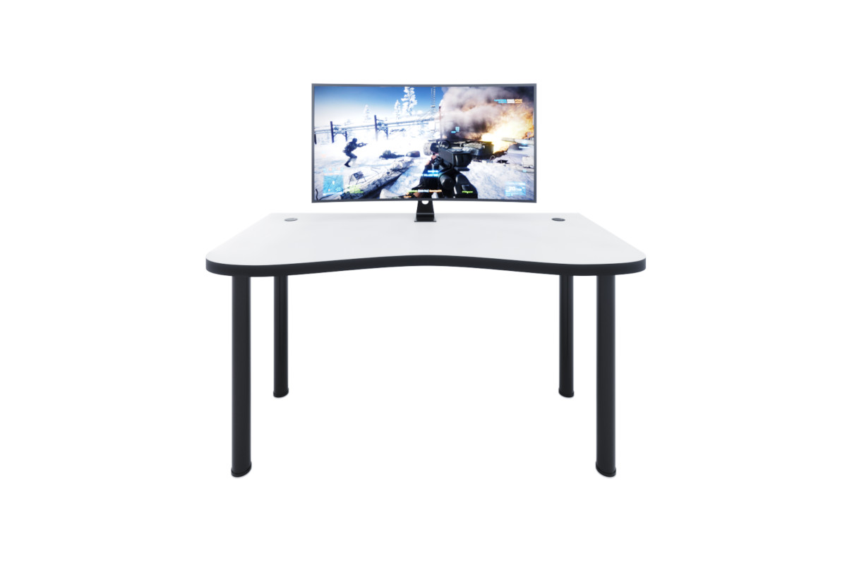 Supermobel Počítačový herní stůl Y1, 135x73-76x65, bílá/černé nohy