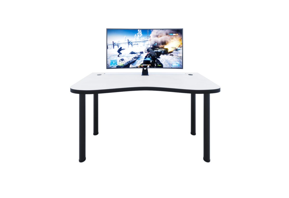 Supermobel Počítačový herní stůl Y2 s LED, 135x73-76x65, bílá/černé nohy