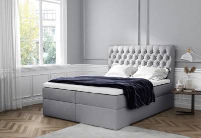 Čalouněná postel boxspring MONET + úložný prostor + topper