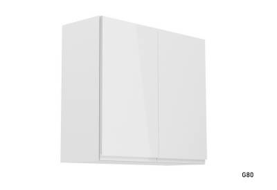 Kuchyňská skříňka horní dvoudveřová ASPEN G80, 80x72x32, bílá/bílá lesk