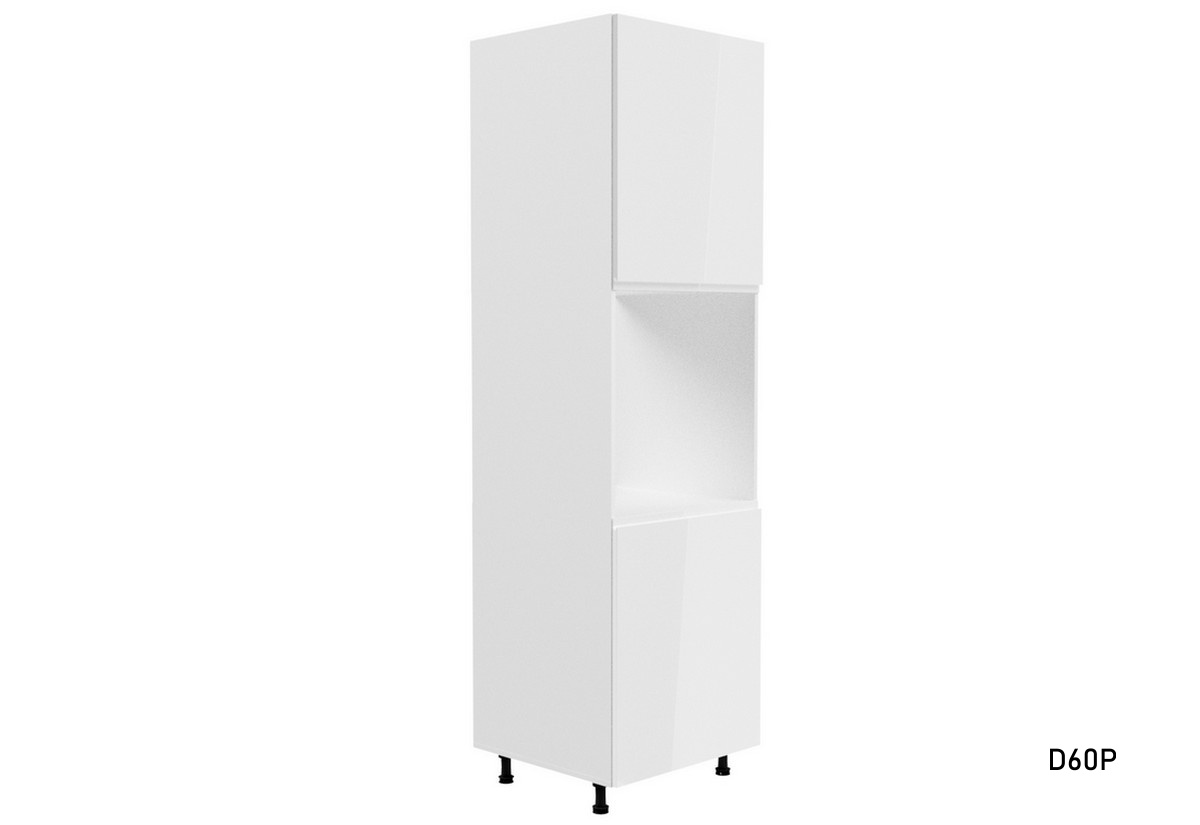 Supermobel Kuchyňská skříňka vestavná vysoká ASPEN D60P, 60x212x58, bílá/šedá lesk, pravá