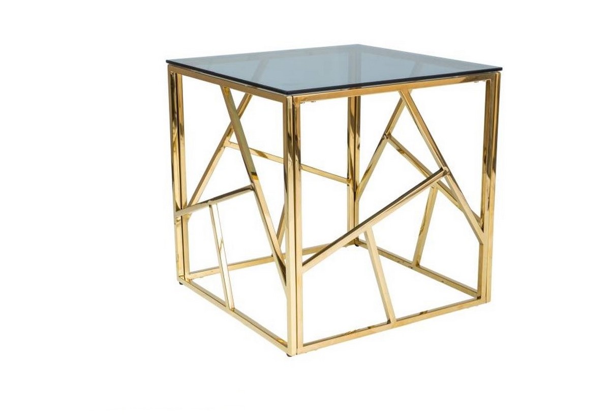 Supermobel Konferenční stolek ESCADA B, 55x55x55, sklo/zlatá