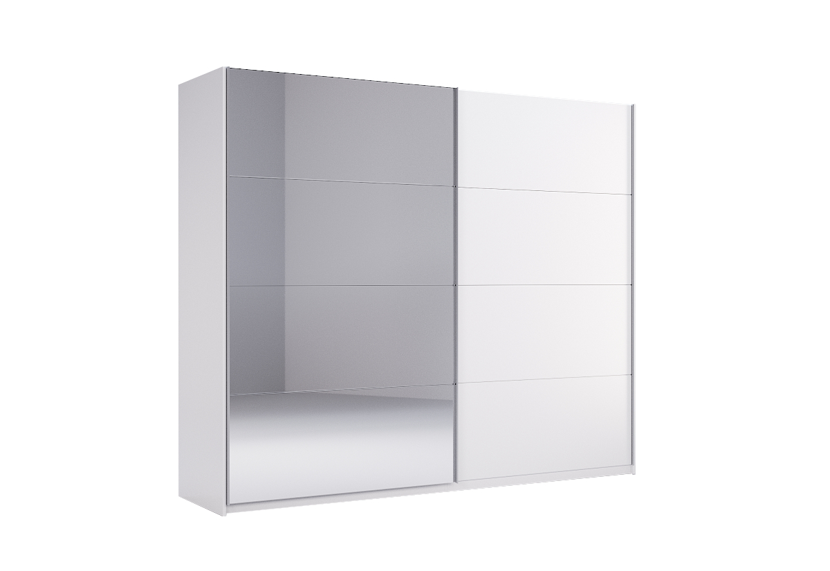 Supermobel Posuvná skříň FAMILY se zrcadlem, 250x211,5x61,5, bílá/bílý lesk
