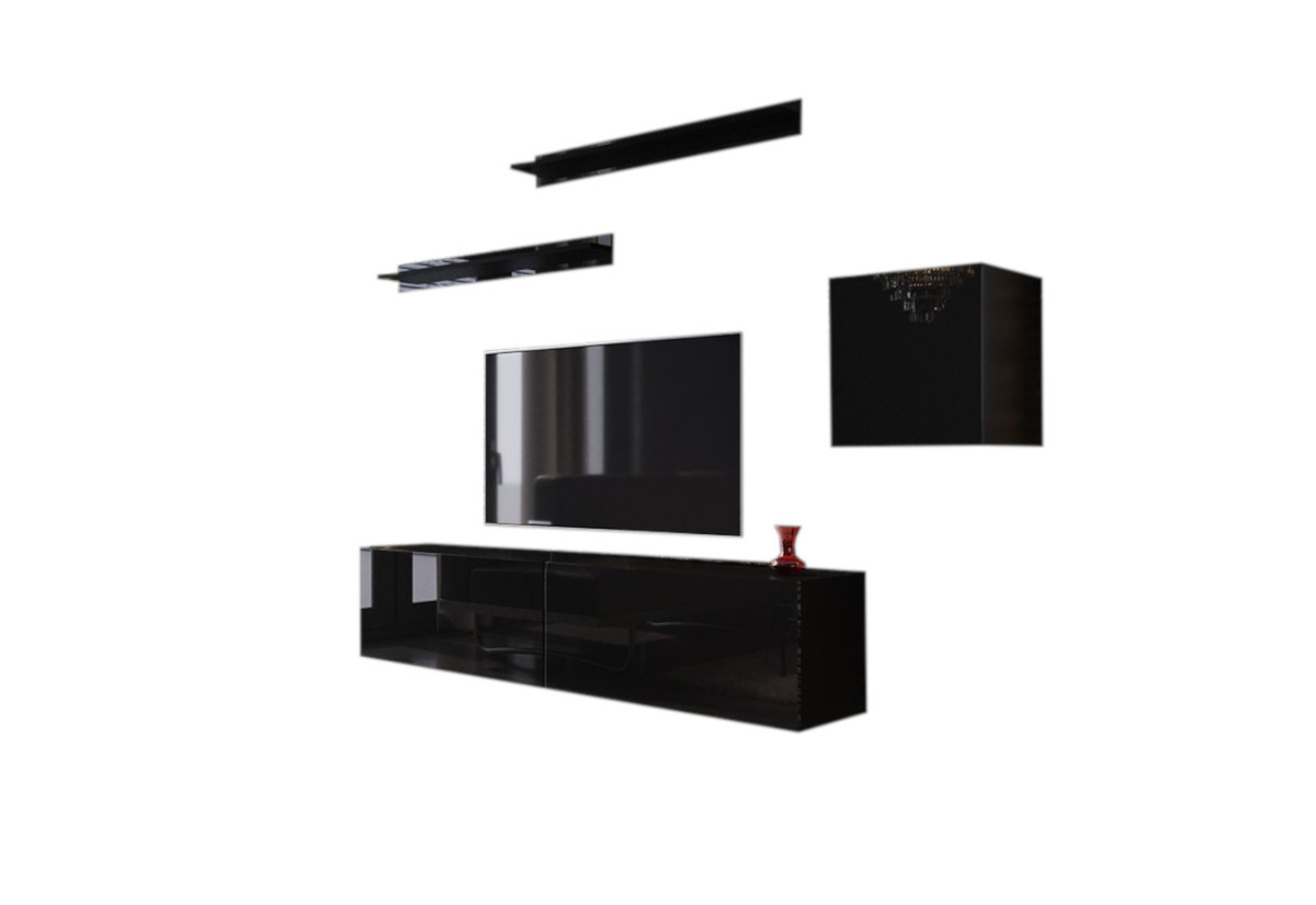 Supermobel Obývací stěna BOX 16, černá/černá lesk