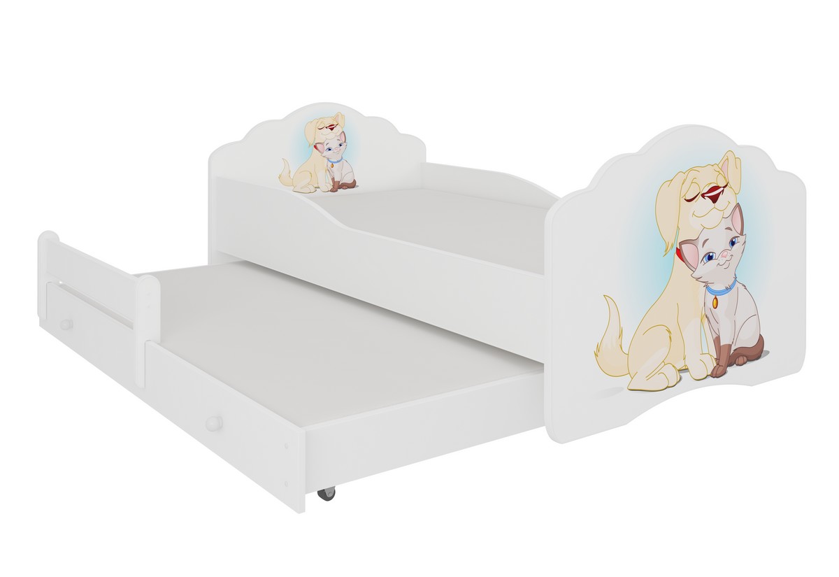 Supermobel Dětská postel CASIMO II, 80x160, vzor c3, pesk a kočka