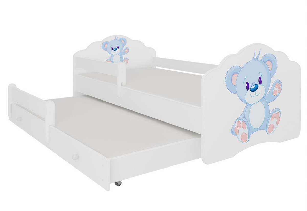 Supermobel Dětská postel CASIMO II se zábranou, 160x80, vzor f3, modrý medvídek