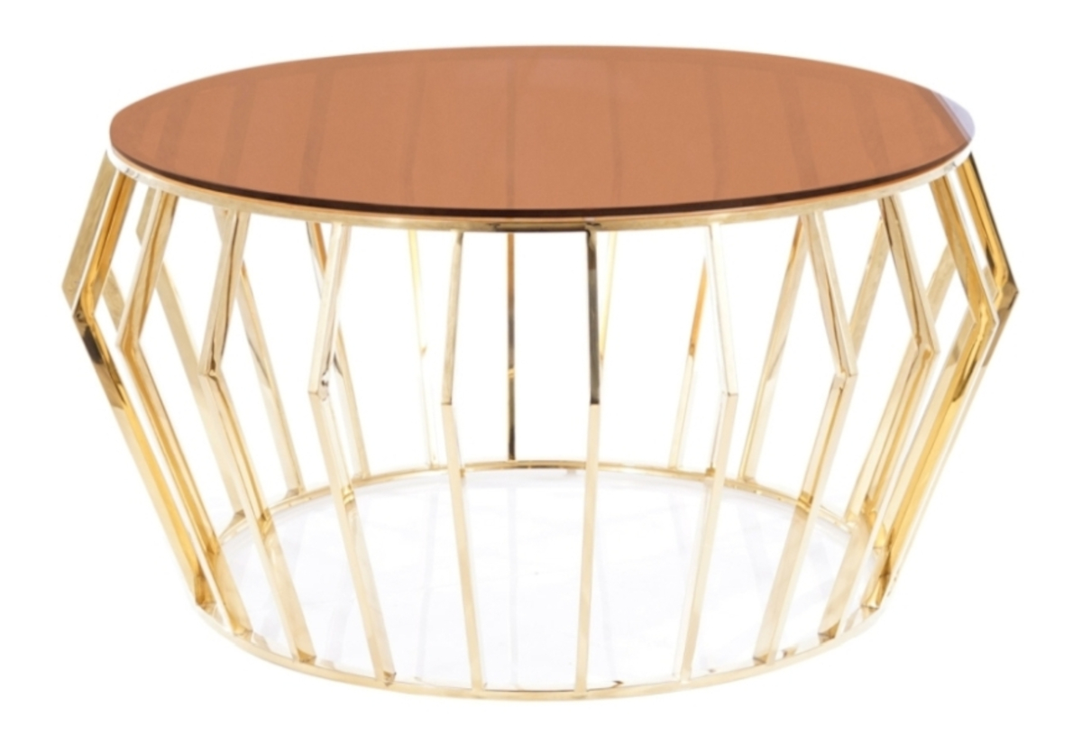 Supermobel Konferenční stolek ARIANA A, 80x45x80, jantarová/zlatá
