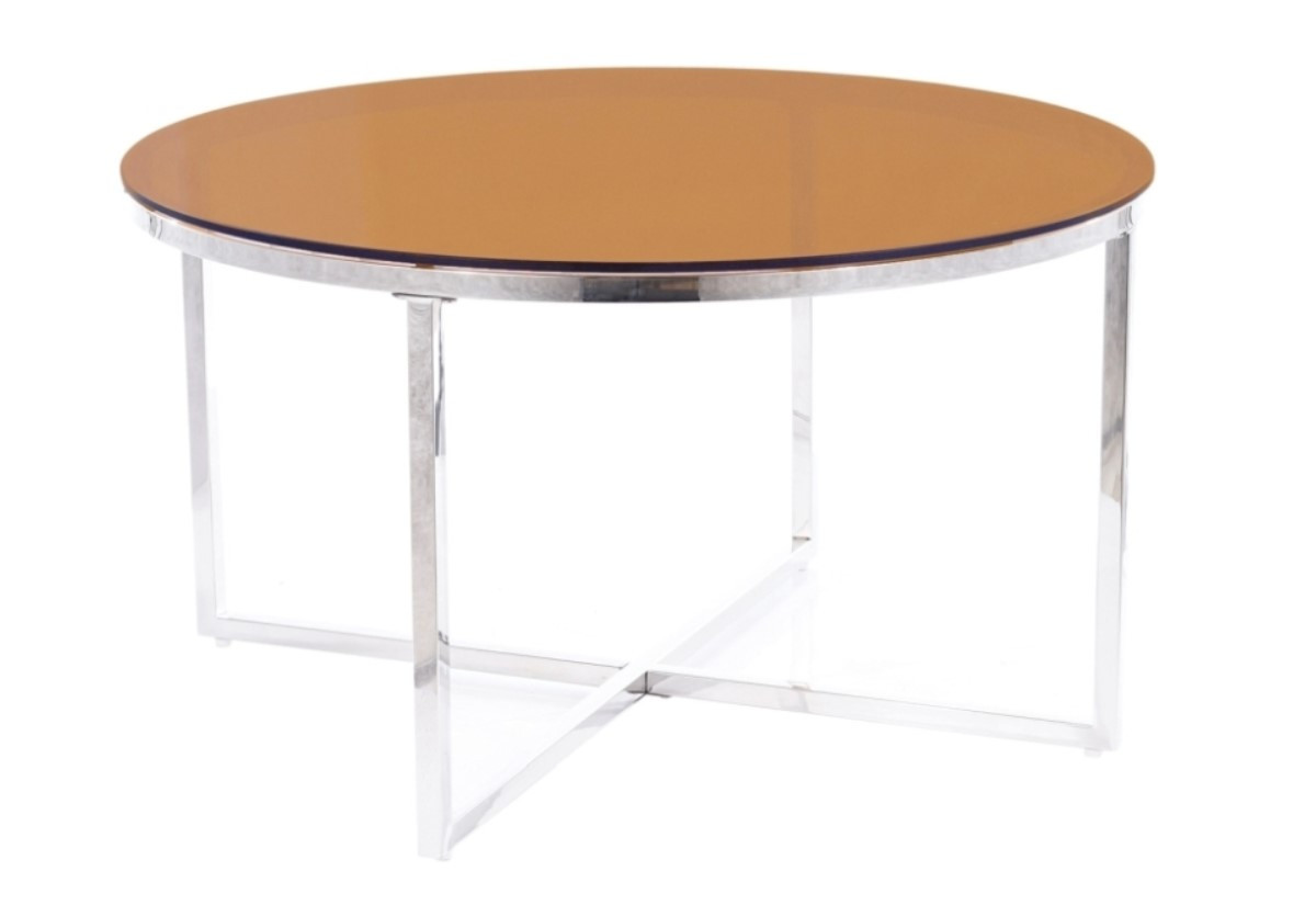 Supermobel Konferenční stolek CRYSTAL A, 80x45x80, jantarová/stříbrná