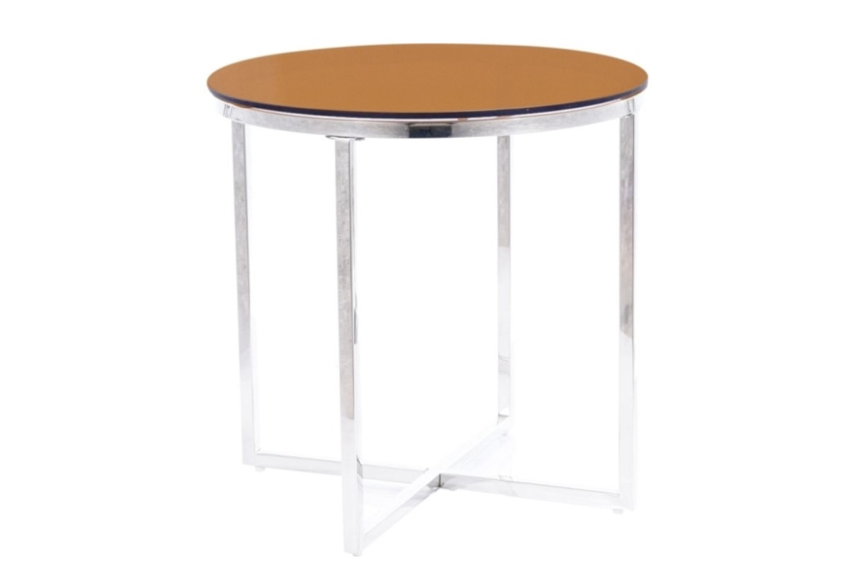 Supermobel Konferenční stolek CRYSTAL B, 55x55x55, jantarová/stříbrná