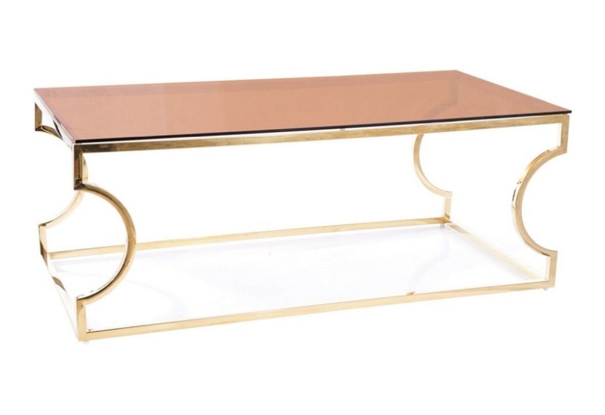 Supermobel Konferenční stolek KENZO A, 120x40x60, jantarová/zlatá