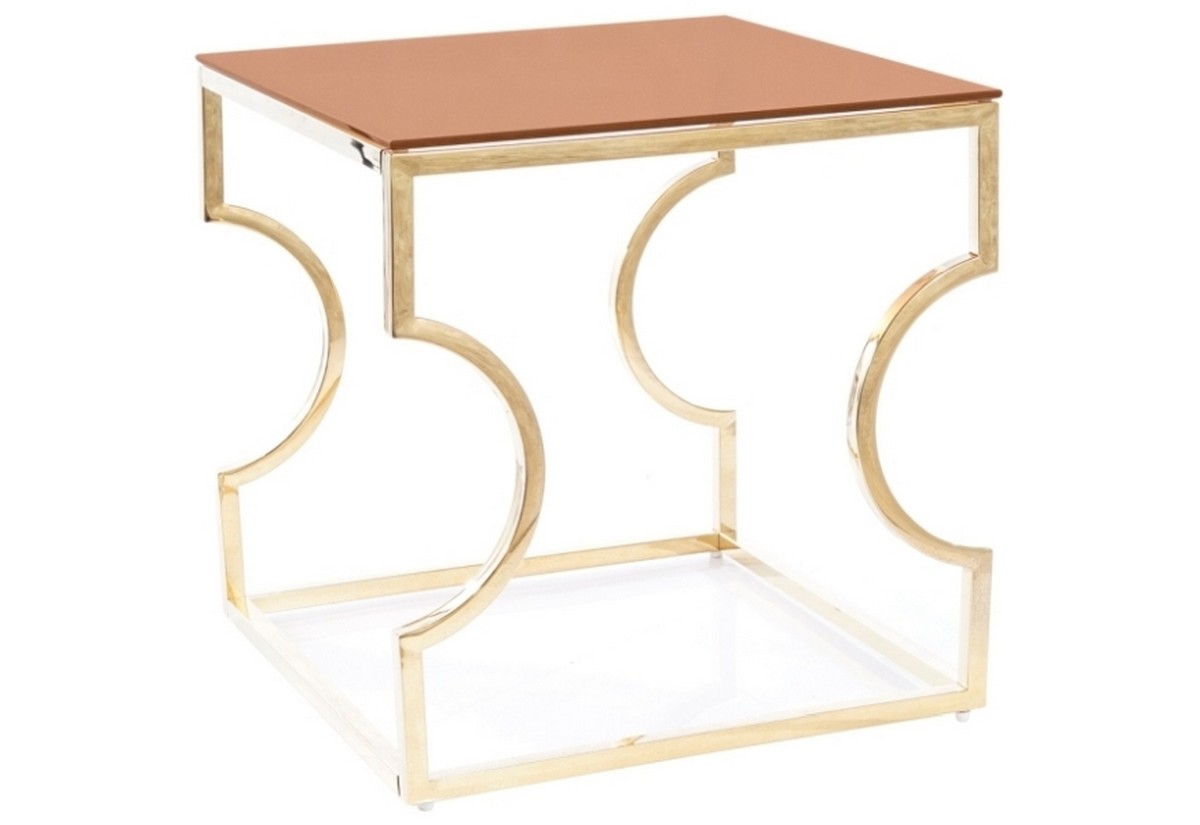 Supermobel Konferenční stolek KENZO B, 55x55x55, jantarová/zlatá