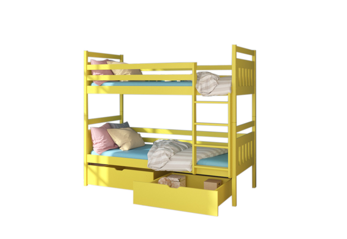 Supermobel Dětská patrová postel ADA + 2 matrace, 80x180, žlutá