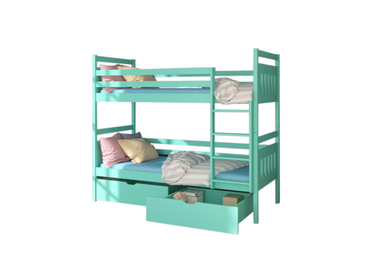 Supermobel Dětská patrová postel ADA + 2 matrace, 80x180, zelená