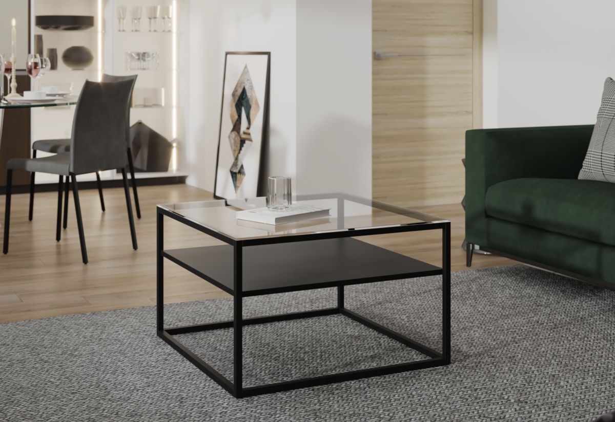 Supermobel Konferenční stolek LINZE, 75x45x75, sklo/černá