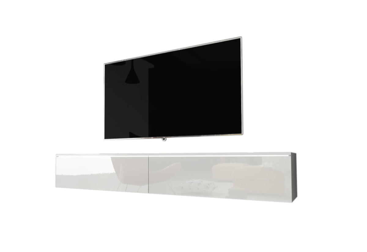 Supermobel TV stolek LOWBOARD D 180, 180x30x32, bílá/bílá lesk + LED