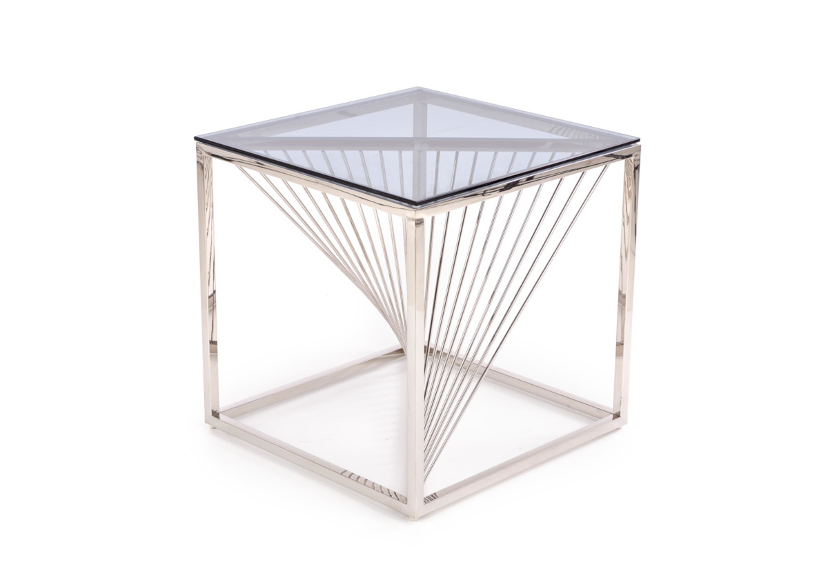 Supermobel Konferenční stolek INFINITY, 55x55x55, kouřové sklo/stříbrná