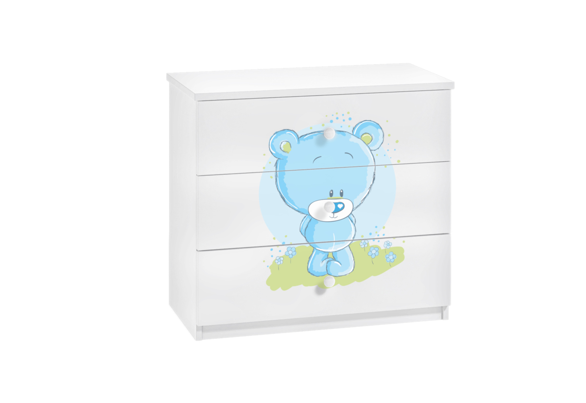 Supermobel Dětská komoda BABYDREAMS, 80x80x41, bílá/modrý medvěd