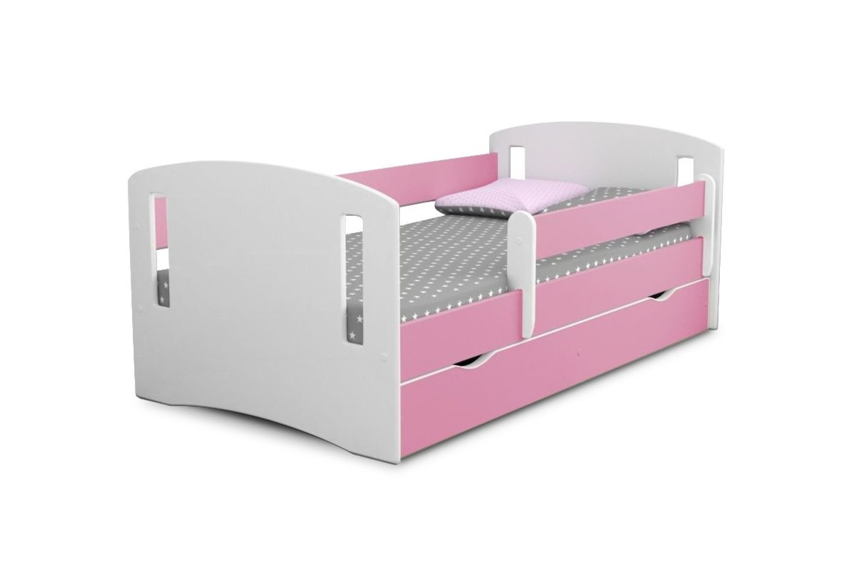 Supermobel Dětská postel CLASSIC 2 + matrace + úložný prostor, 140x80, růžová