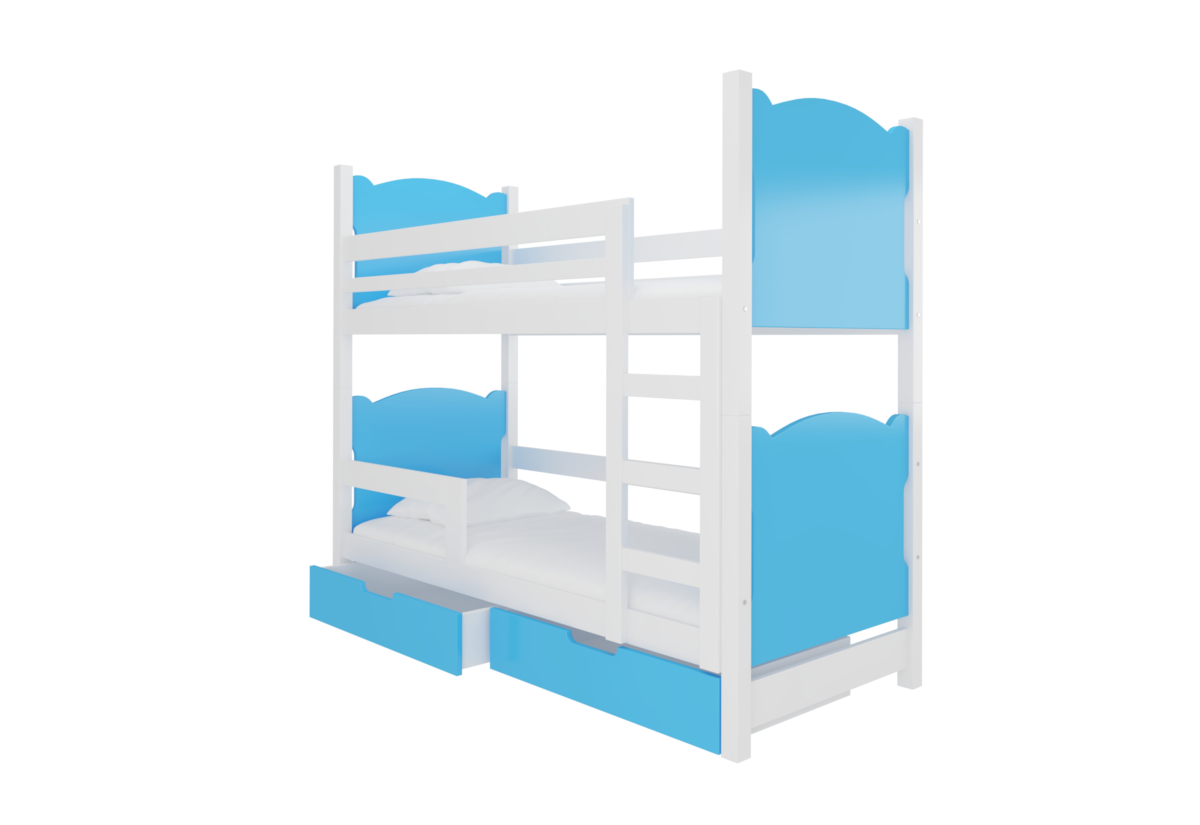 Supermobel Dětská patrová postel MARABA, 180x75, bílá/modrá