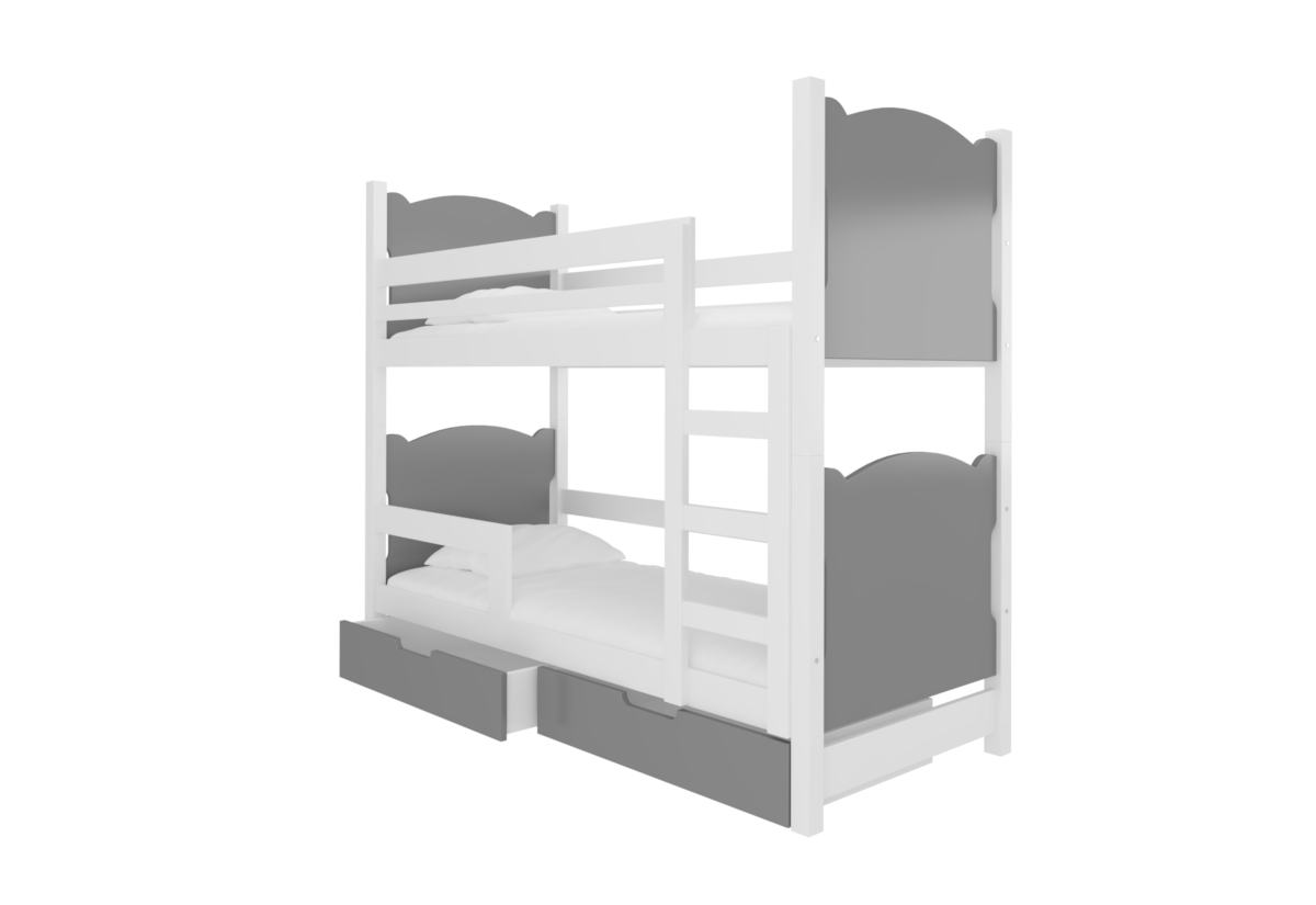 Supermobel Dětská patrová postel MARABA, 180x75, bílá/šedá