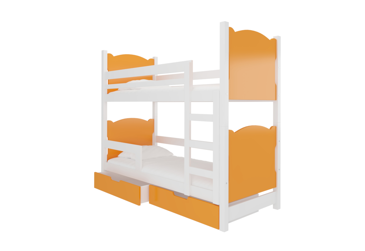 Supermobel Dětská patrová postel MARABA, 180x75, bílá/oranžová