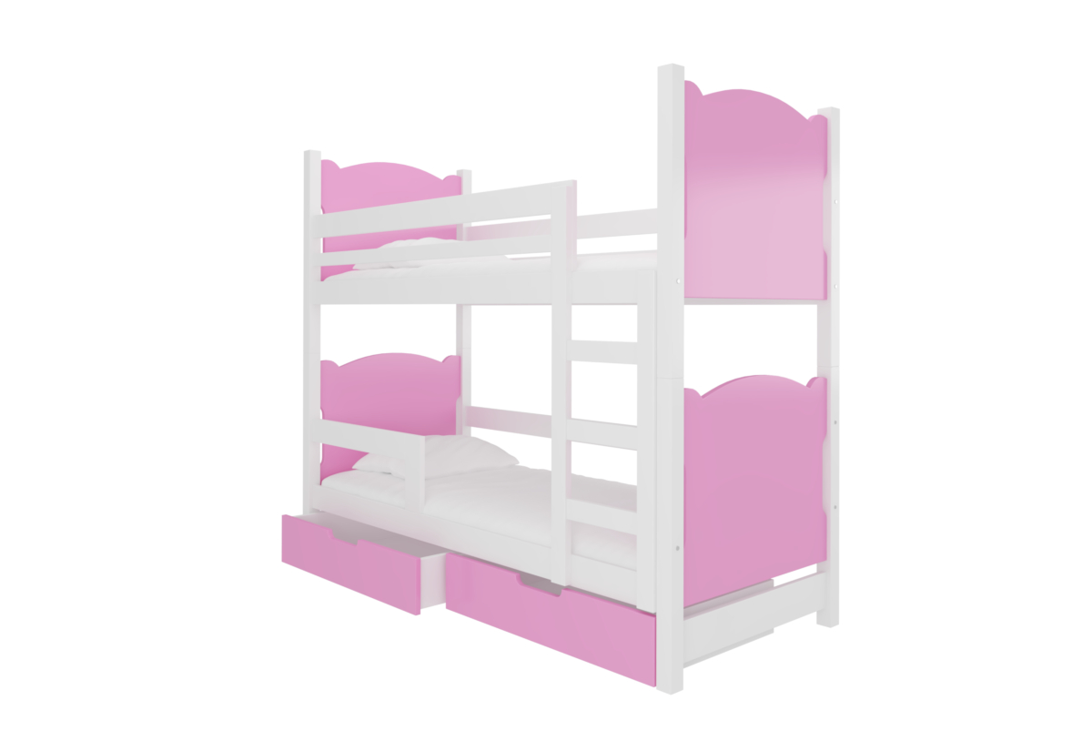 Supermobel Dětská patrová postel MARABA, 180x75, bílá/růžová
