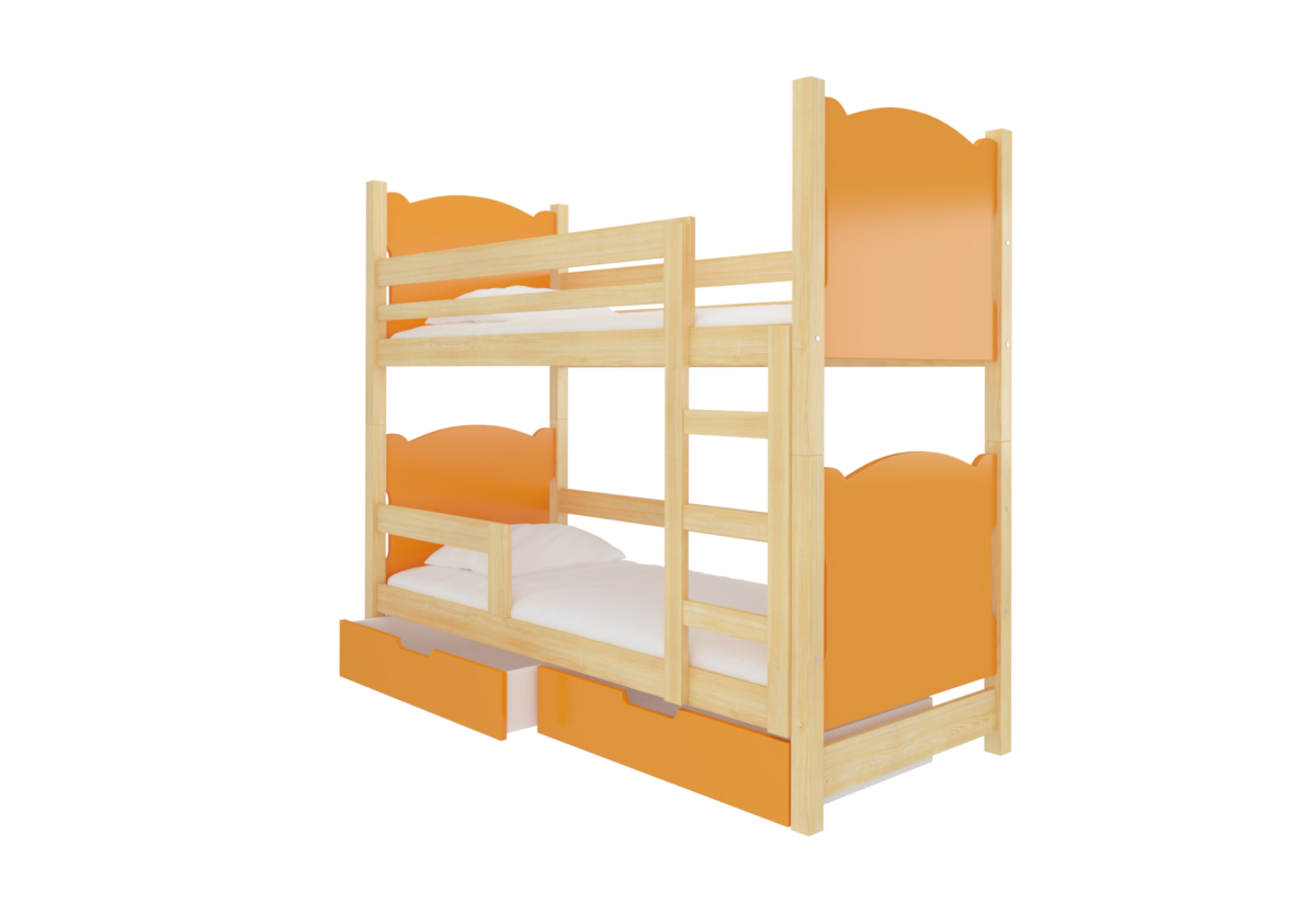 Supermobel Dětská patrová postel MARABA, 180x75, sosna/oranžová