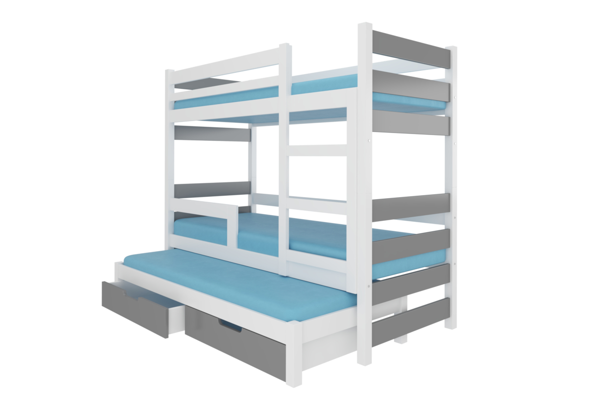 Supermobel Dětská patrová postel KARLO, 180x75, bílá/šedá