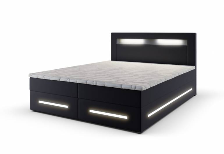 Čalouněná postel boxspring MANU + topper