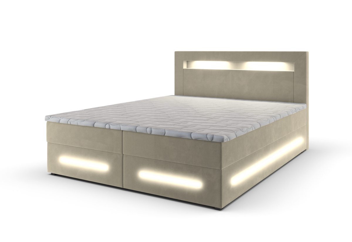 Supermobel Čalouněná postel boxspring MANU + topper, 160x200, monolith 02