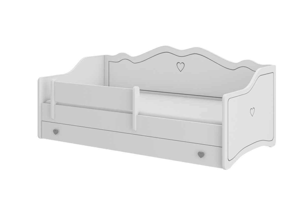Supermobel Dětská postel EMKA A + matrace, 80x160, bílá/šedá