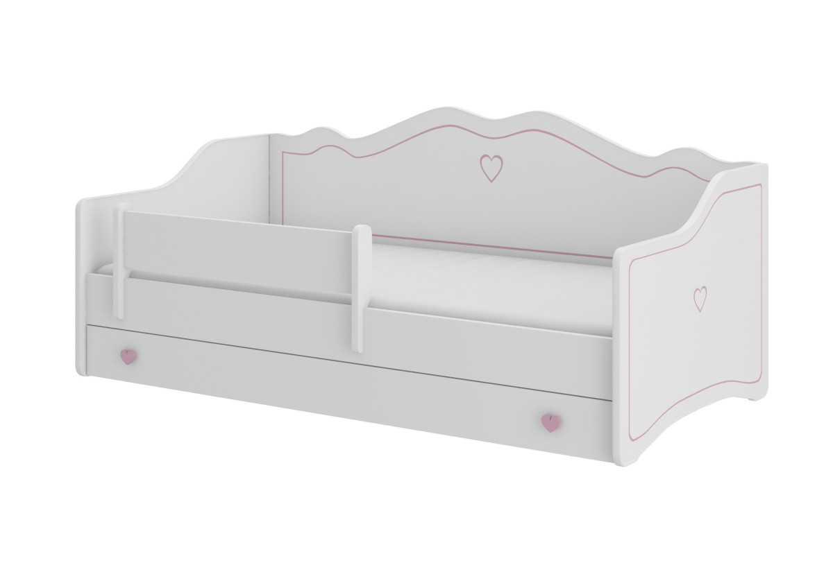 Supermobel Dětská postel EMKA B + matrace, 80x160, bílá/růžová