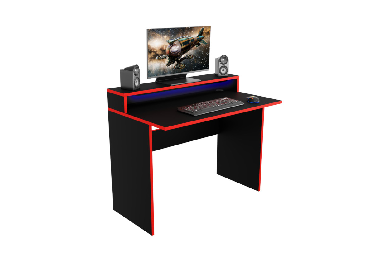 Supermobel Počítačový herní stůl ADEPT + LED, 100x86x50, černá
