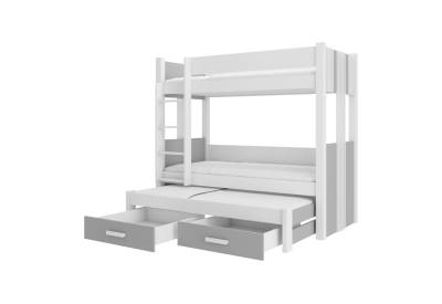 Dětská patrová postel ARTEMA + 3x matrace, 90x200, bílá/šedá