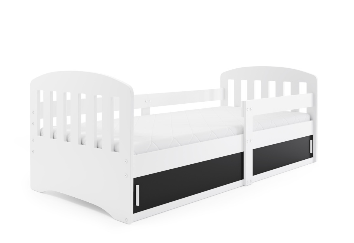 Supermobel Dětská postel CLASSIC + matrace, 80x160, bílá/černá