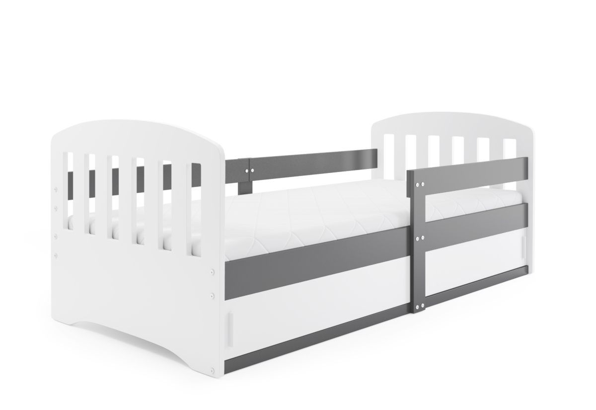 Supermobel Dětská postel CLASSIC + matrace, 80x160, bílá/grafit