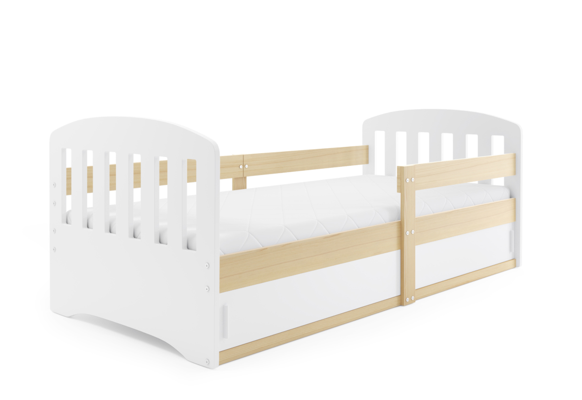 Supermobel Dětská postel CLASSIC + matrace, 80x160, bílá/borovice
