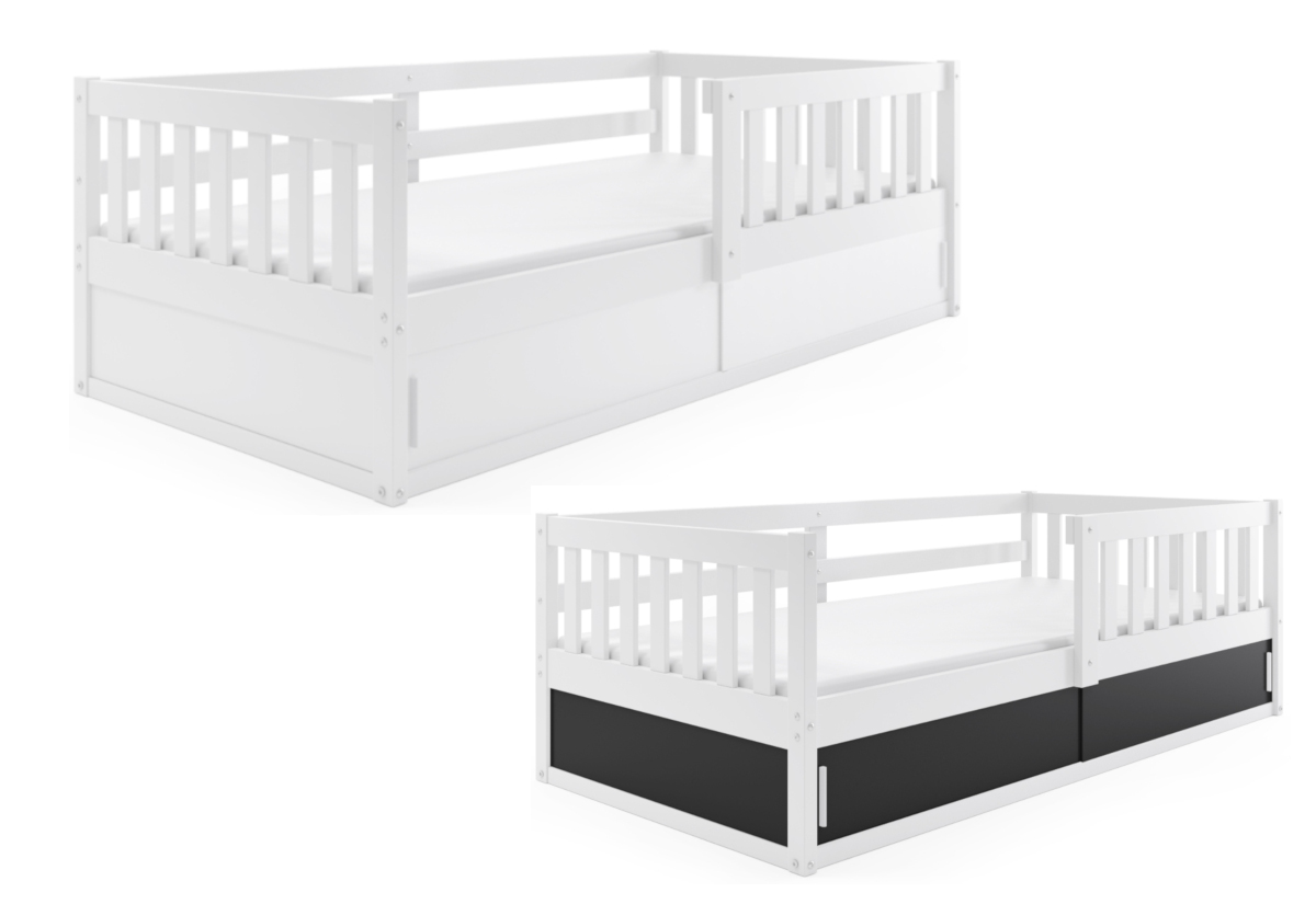 Supermobel Dětská postel SMART + matrace, 80x160, bílá/černá