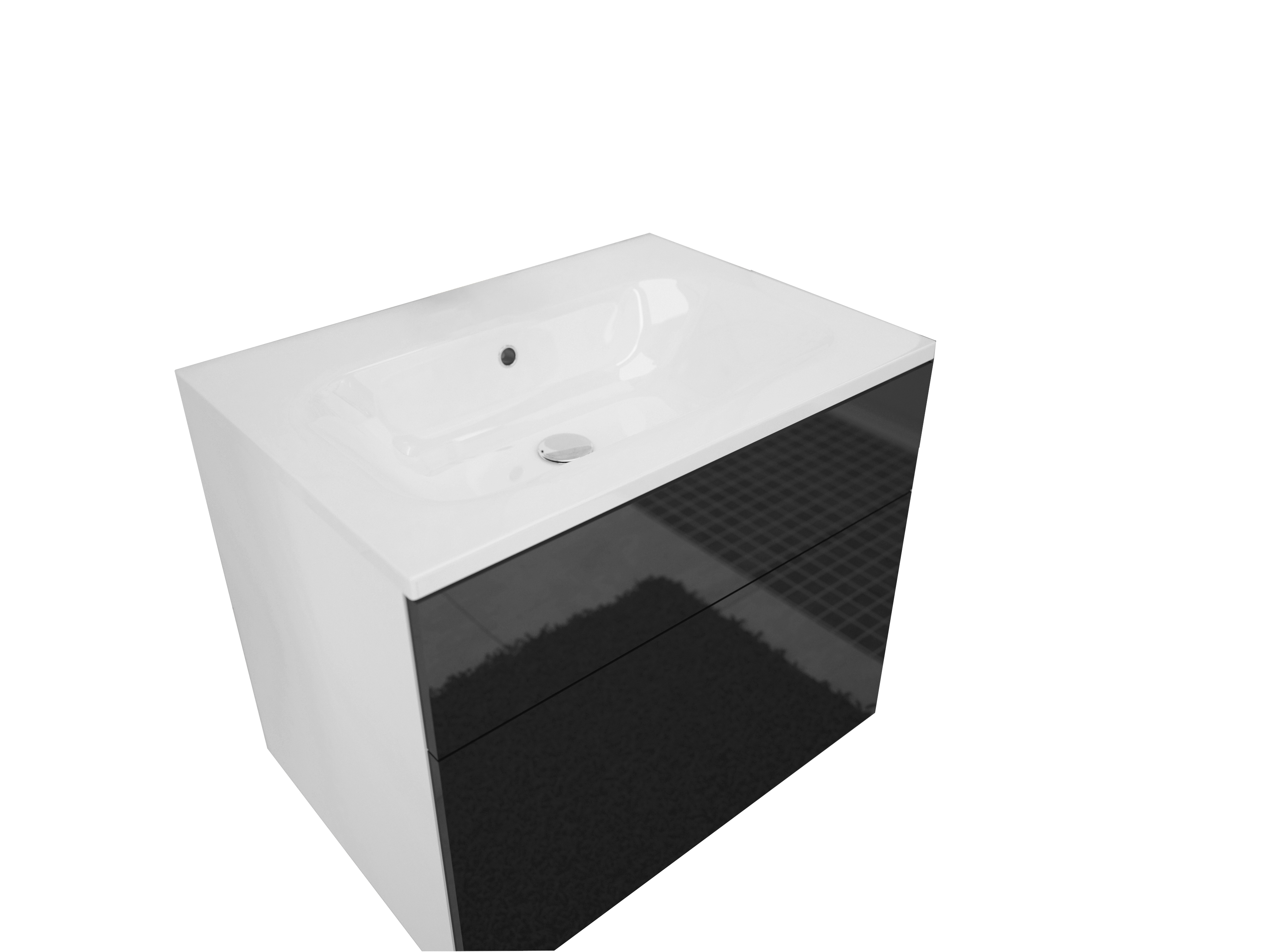 Supermobel Koupelnová skříňka pod umyvadlo PORTO, 60x47x45, bílá/černá lesk