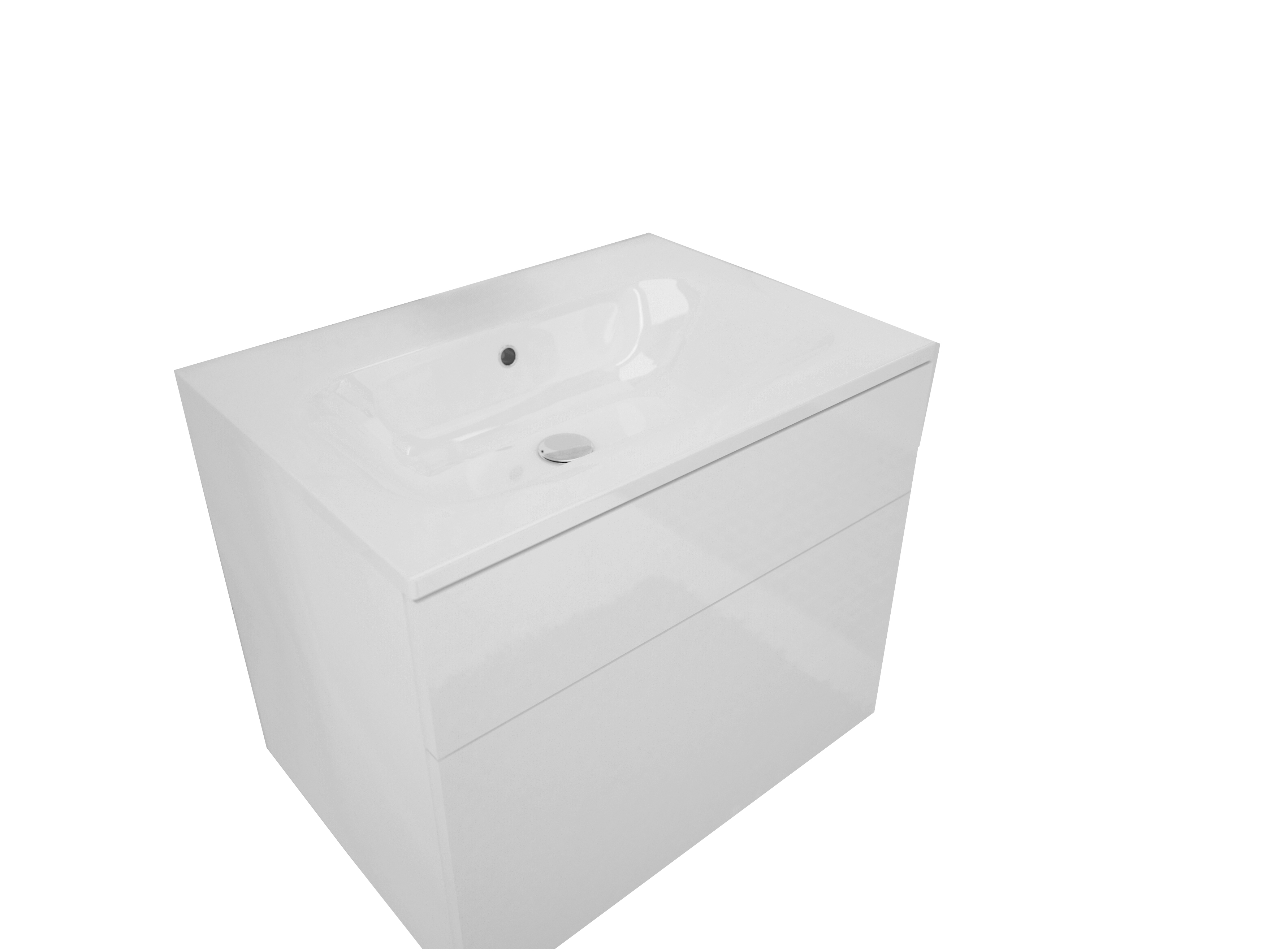 Supermobel Koupelnová skříňka pod umyvadlo PORTO + umyvadlo, bílá/bílá lesk