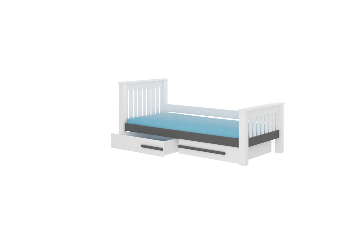 Supermobel Dětská postel CARMEL + matrace, 90x190, bílá/grafit