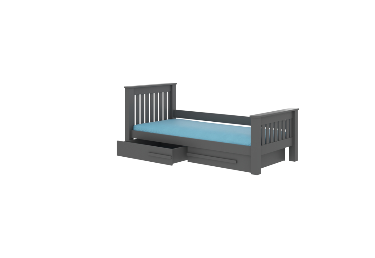 Supermobel Dětská postel CARMEL + matrace, 90x190, grafit