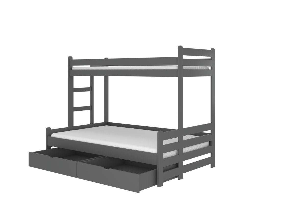 Supermobel Dětská patrová postel BENITO + matrace, 80x200, grafit