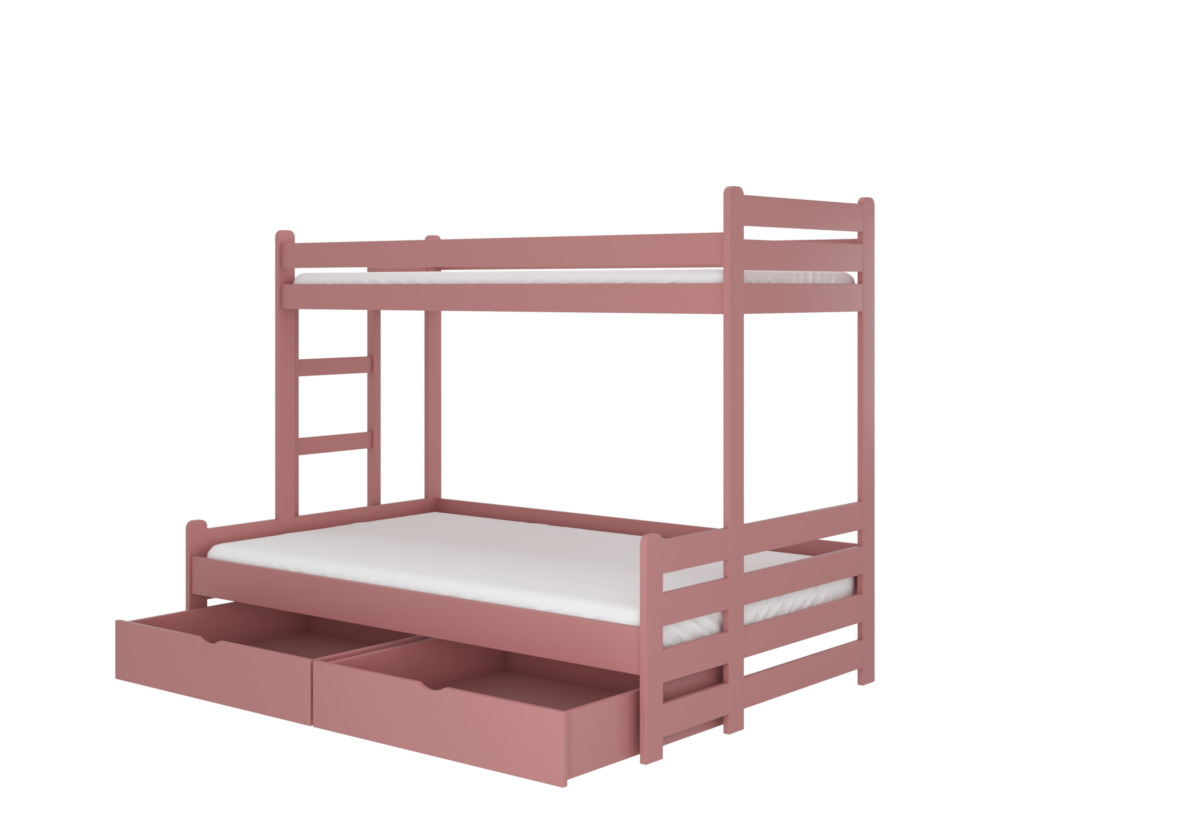Supermobel Dětská patrová postel BENITO + matrace, 80x200, růžová