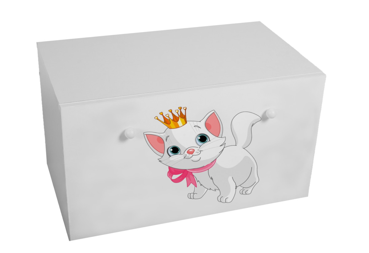 Supermobel Úložný box INGA, 70,6x41,6x41,6, bílá/kočka