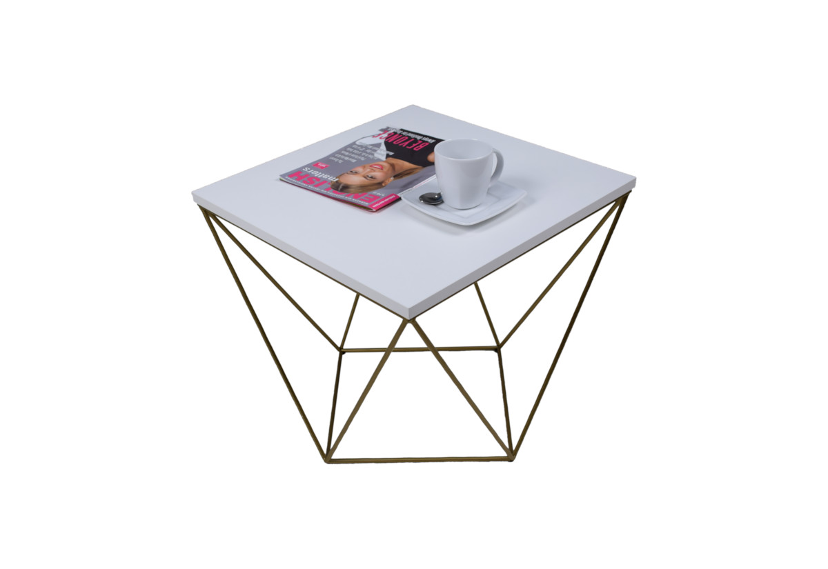 Supermobel Konferenční stolek DIANA, 50x45x50, zlatá/bílá
